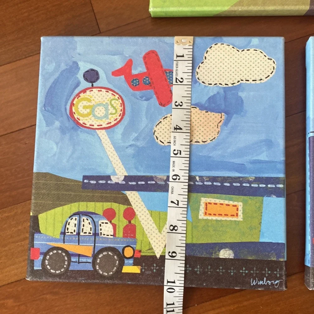 Kids Oopsy daisy too Transportation Wall (3) Canvas Art Bundle- Sz 10”x10”
